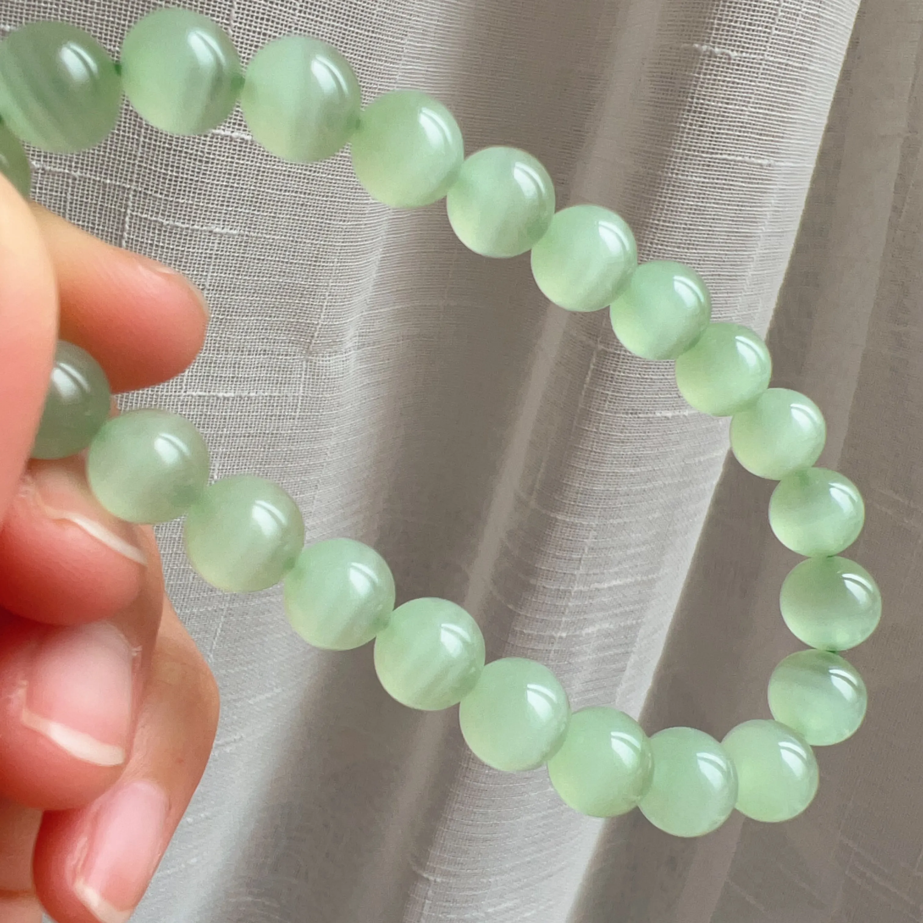 Natural Beautiful Top-grade Green Stone Bracelet 8.6mm Beads | Natural Afghanistan Green Jade Heart Chakra Healing Gemstone