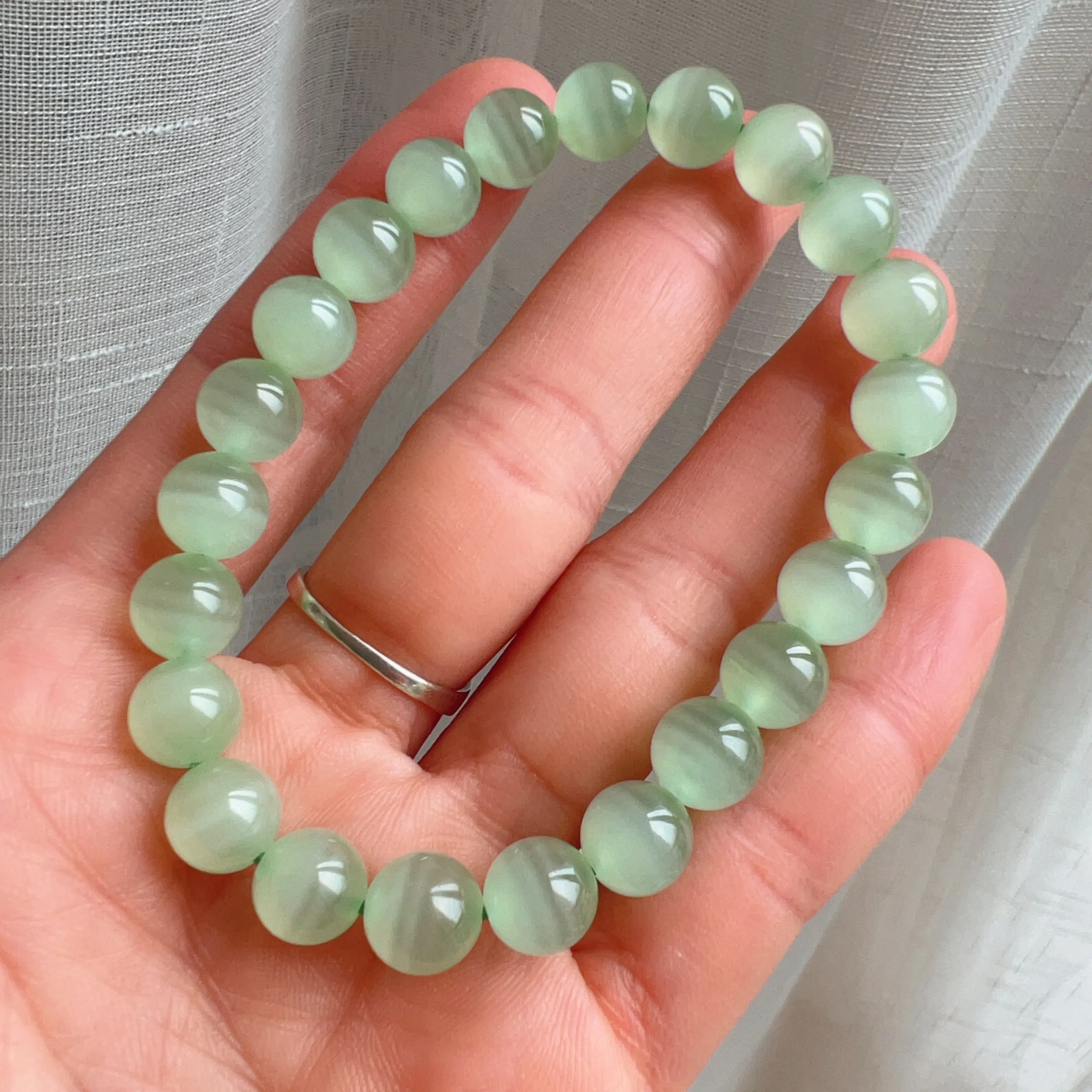 Natural Beautiful Top-grade Green Stone Bracelet 8.6mm Beads | Natural Afghanistan Green Jade Heart Chakra Healing Gemstone