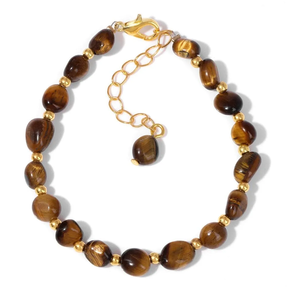 Natural Tiger Eye Stone Irregular Chip Bracelet