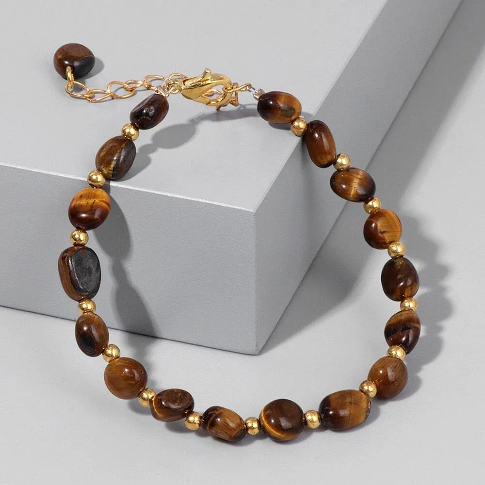 Natural Tiger Eye Stone Irregular Chip Bracelet