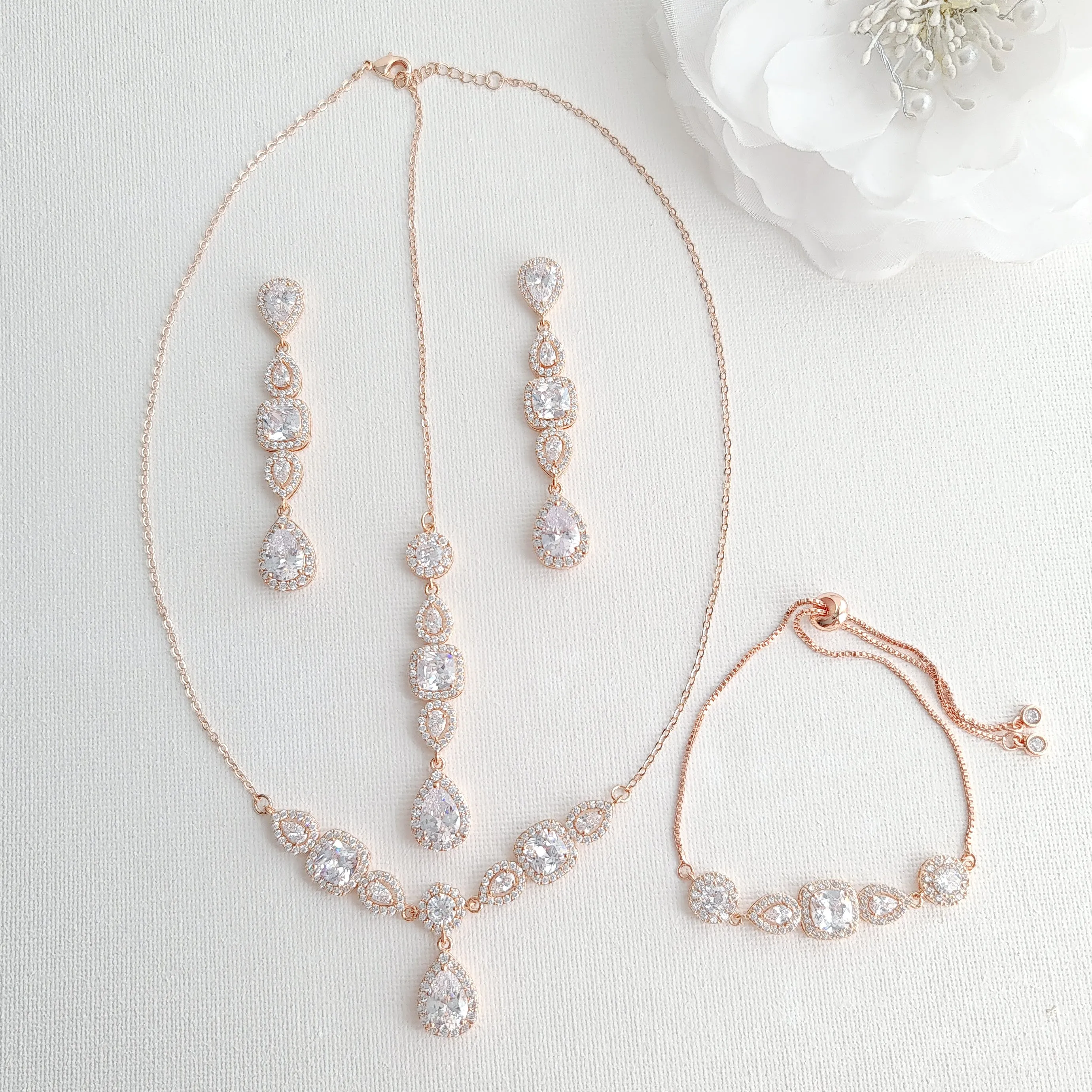 Necklace Set for Brides in Rose Gold- Gianna