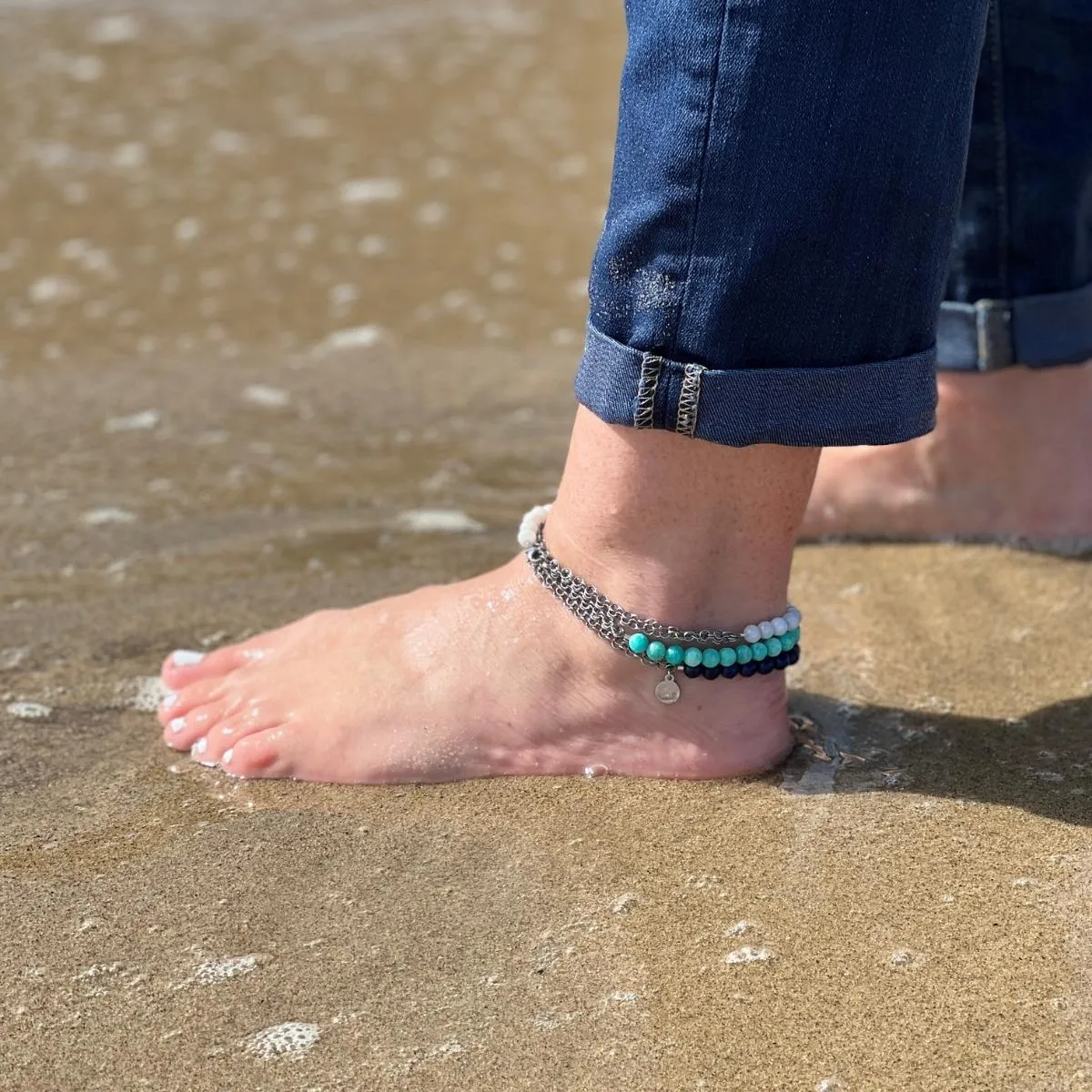 Neptunic SharkSuit Anklet with Amazonite - Sustainable Fashion for Ocean Lovers