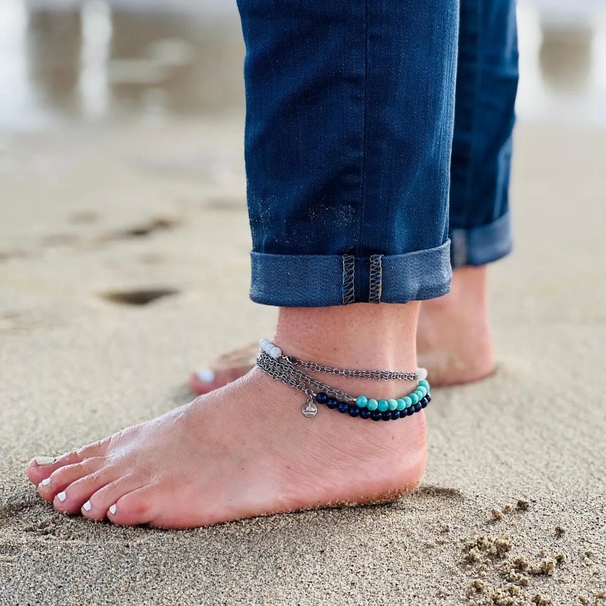 Neptunic SharkSuit Anklet with Amazonite - Sustainable Fashion for Ocean Lovers