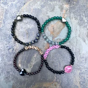 New Women’s “Resist” Gemstone Stretch Bracelets