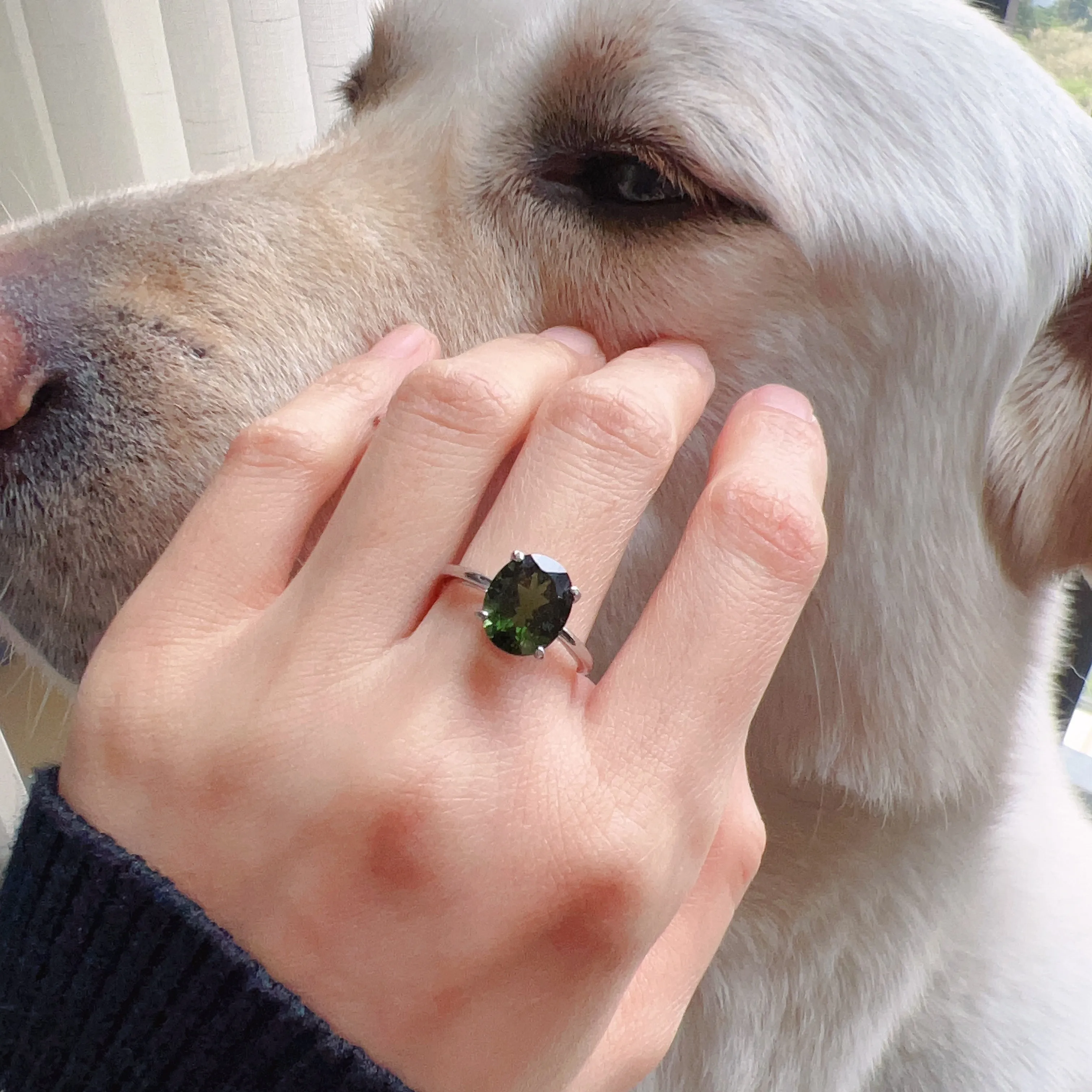 Oval Cut Moldavite Ring Top Grade Best Green Color | Rare High-frequency Heart Chakra Healing Stone