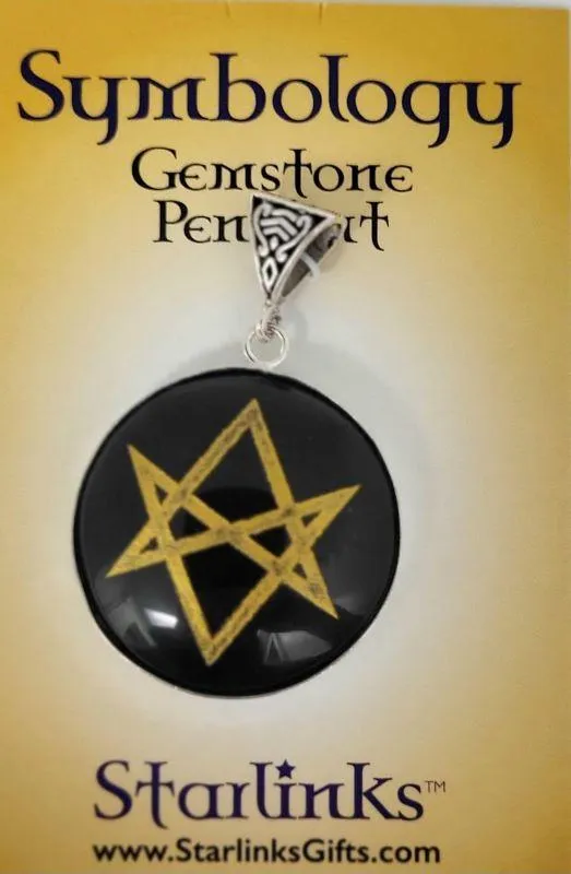 Pendant, Black Obsidian w-Unicursal Hexagram - Symbology