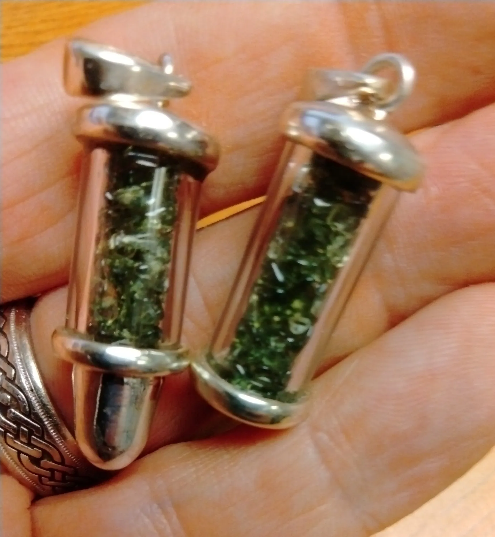 Pendant, Moldavite Chips SS