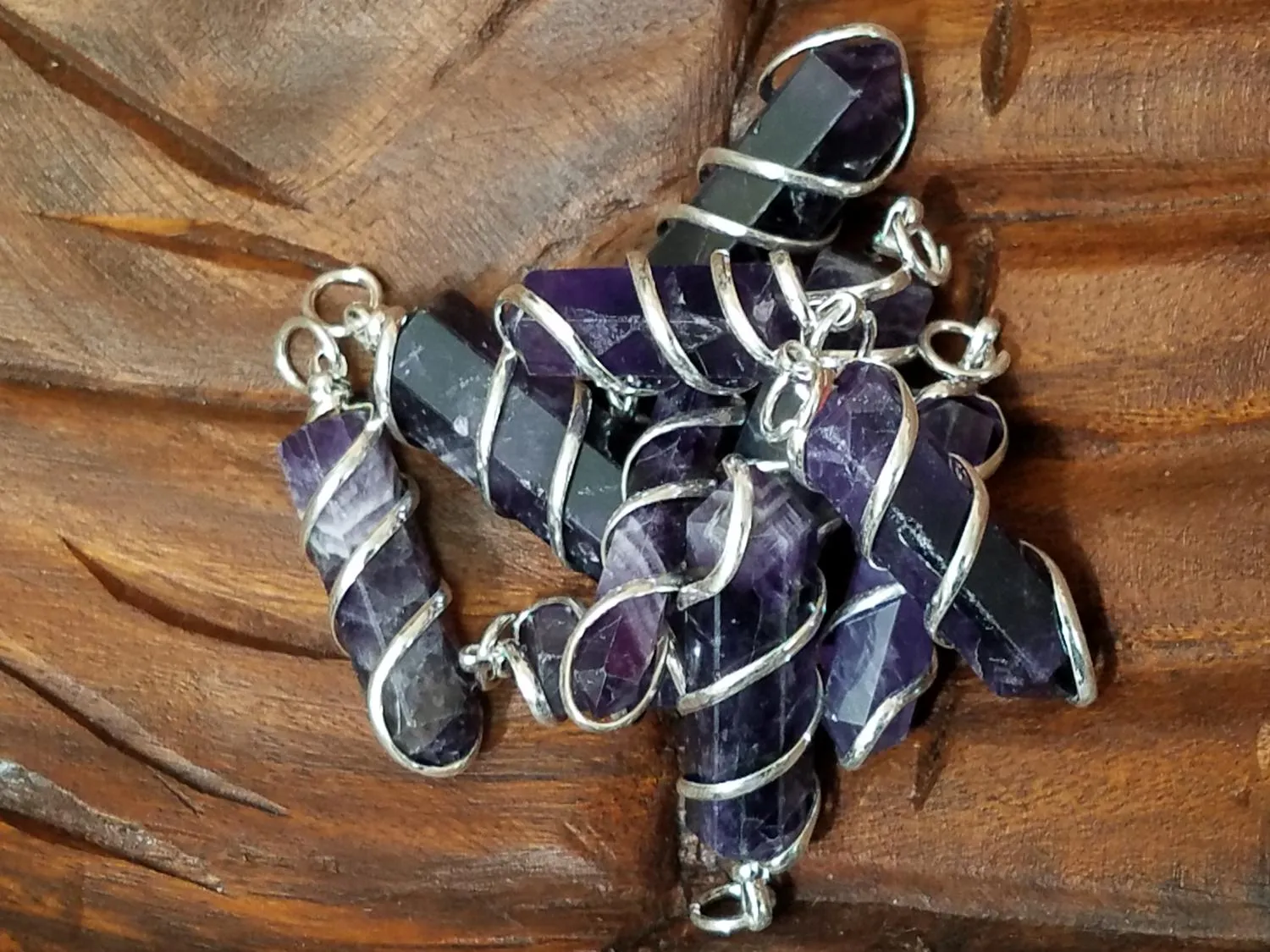 Pendant, Spiral Wrapped Quartz