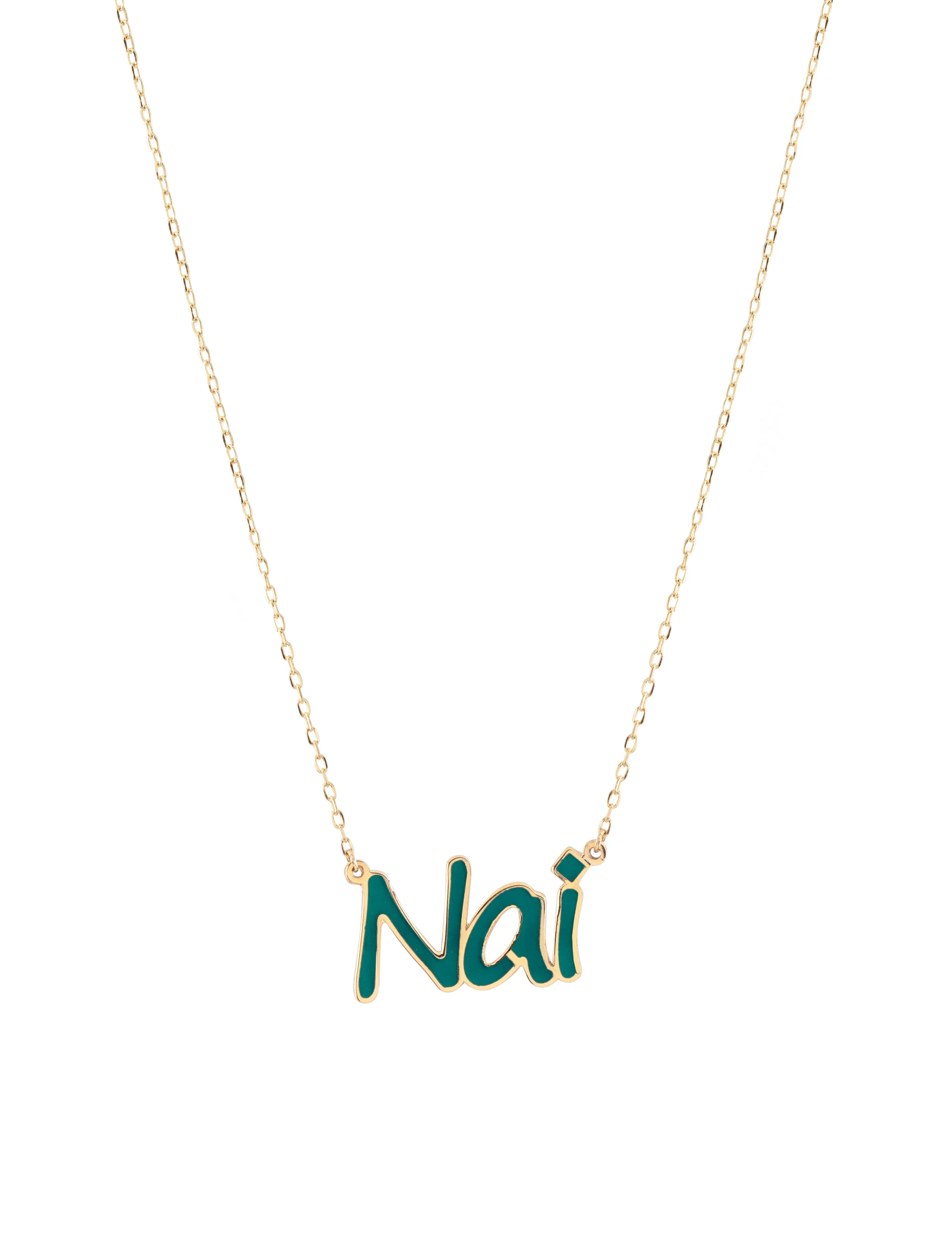 Personalized 18k Gold Enamel Name Necklace | Custom Jewelry | Name Pendant