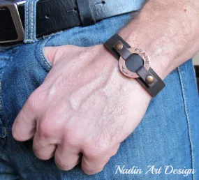 Personalized Mens Jewelry - Adjustable Bracelet with Engraving