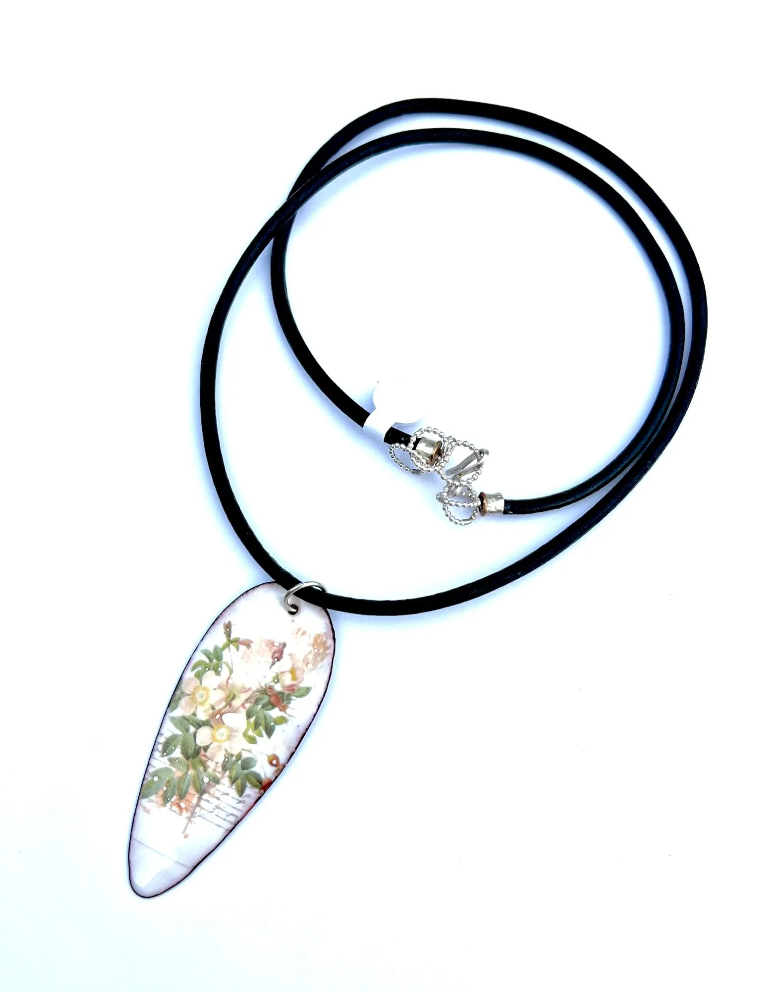 Pink Floral Enamel Necklace