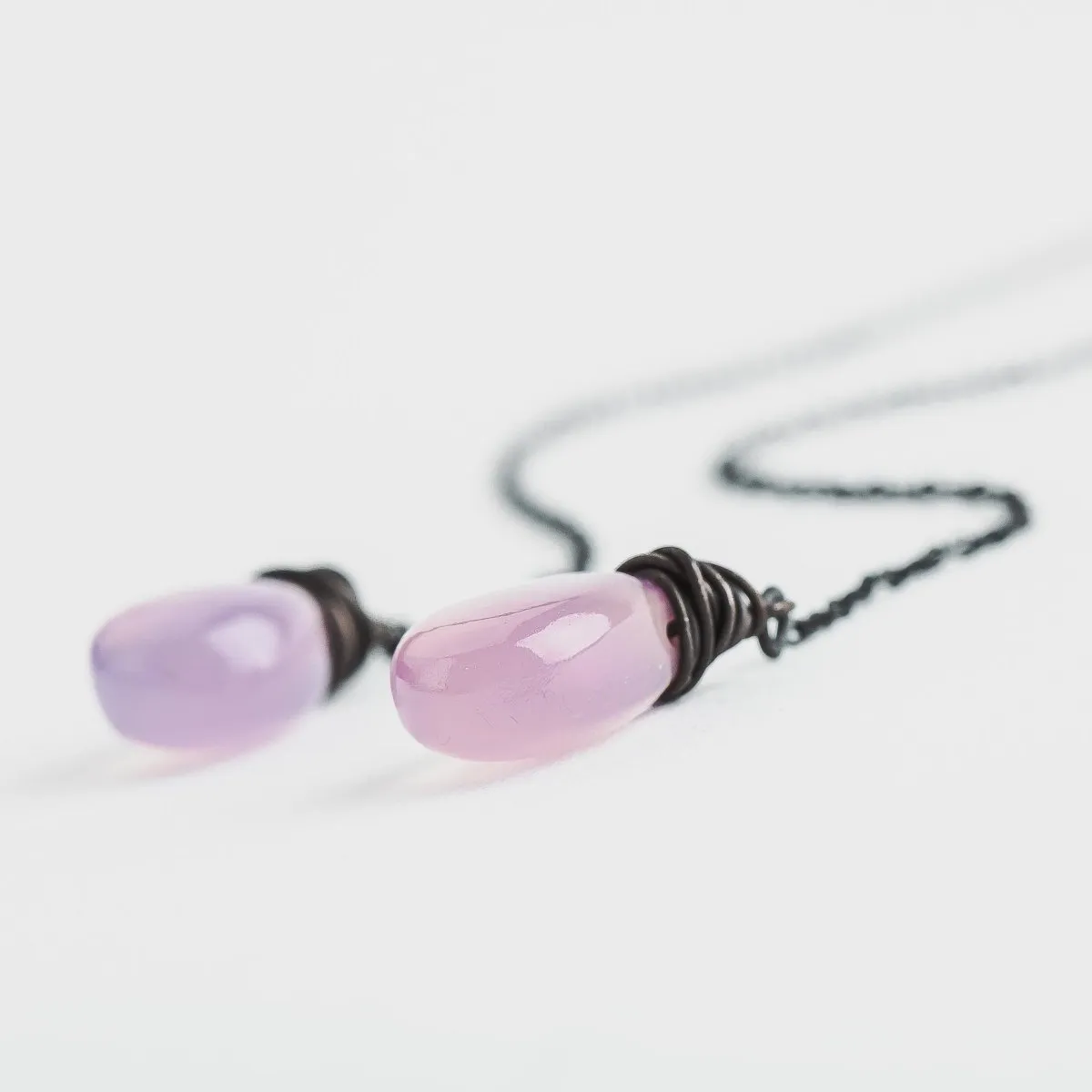 Purple Chalcedony Threader Earrings