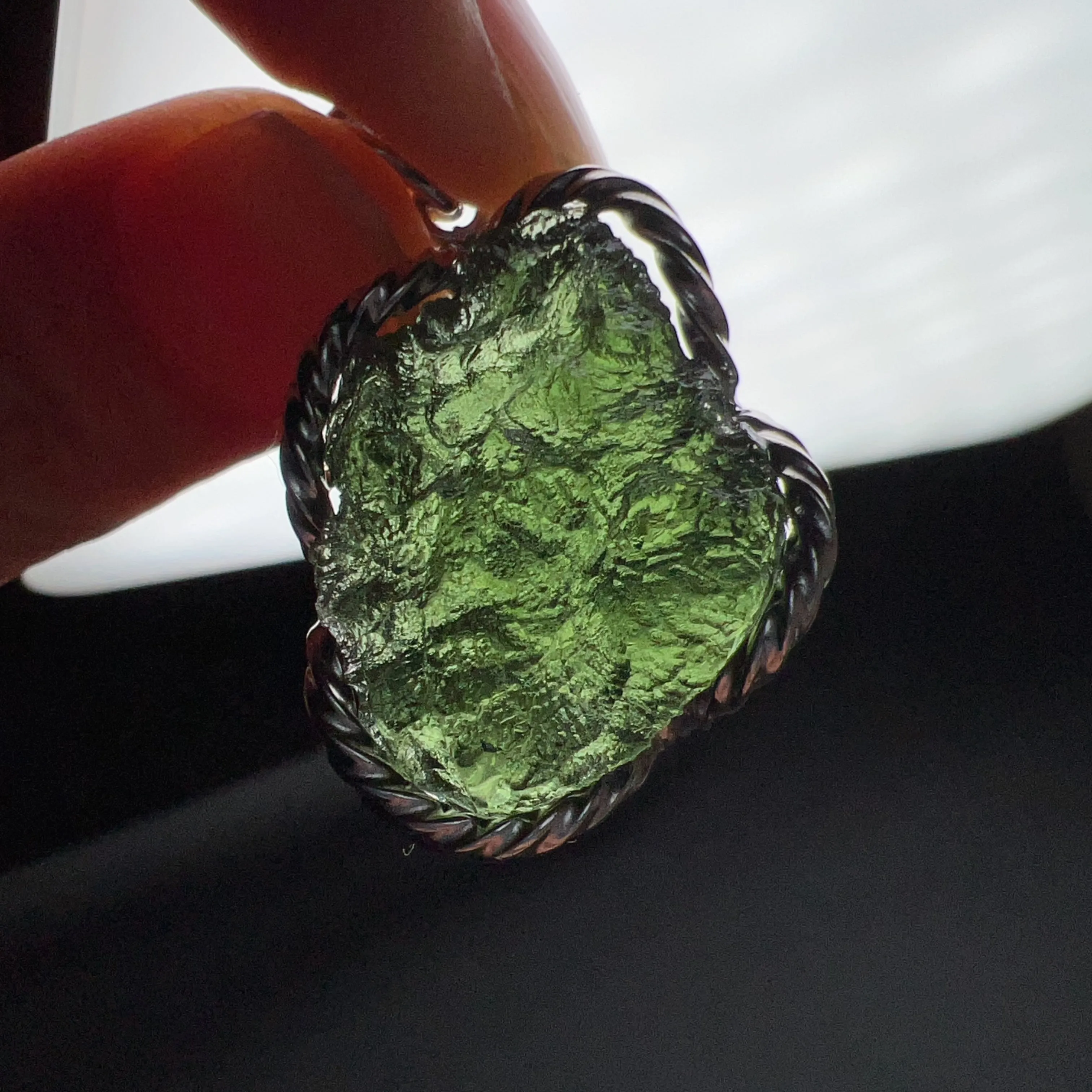 Rare Best Green Color 8.3G Moldavite Raw Stone Pendant Necklace | High-frequency Heart Chakra Healing Stone