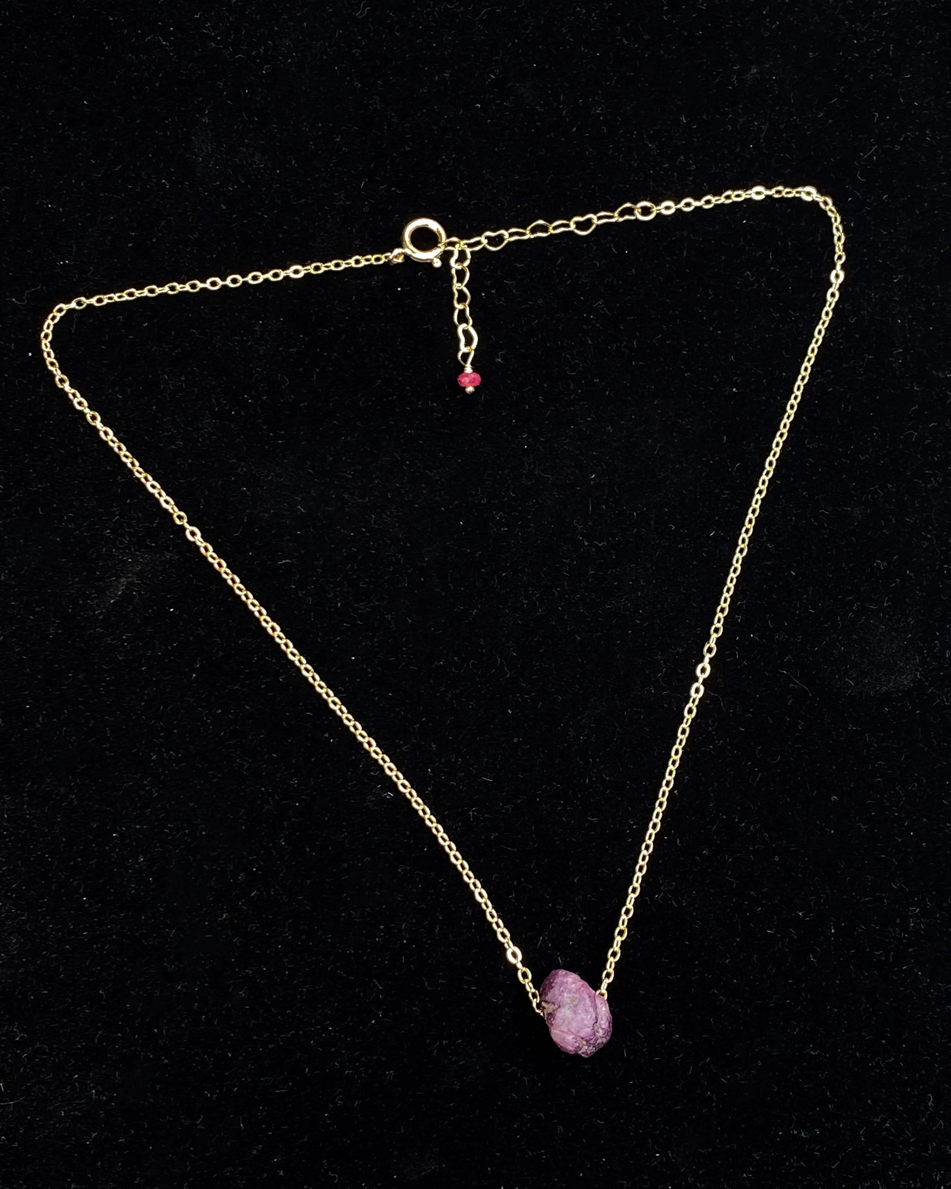 Raw Ruby Gold Choker Necklace