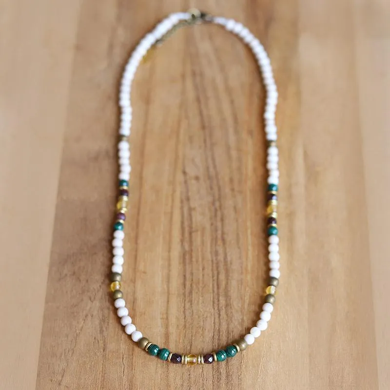 Riverstone Malachite and Garnet Delicate Necklace *Final Sale*