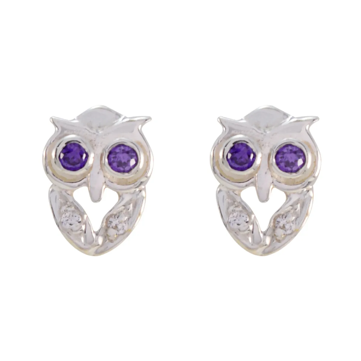 Riyo Beauteous Sterling Silver Earring For Damsel Amethyst Earring Bezel Setting Purple Earring Stud Earring