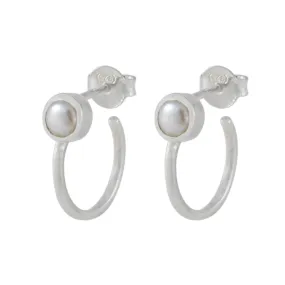 Riyo Bewitching 925 Sterling Silver Earring For Girl Pearl Earring Bezel Setting White Earring Stud Earring