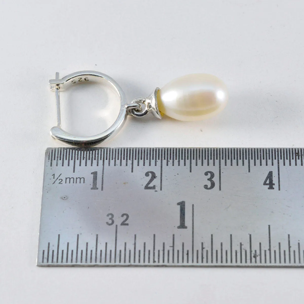 Riyo Bonny 925 Sterling Silver Earring For Female Pearl Earring Bezel Setting White Earring Dangle Earring