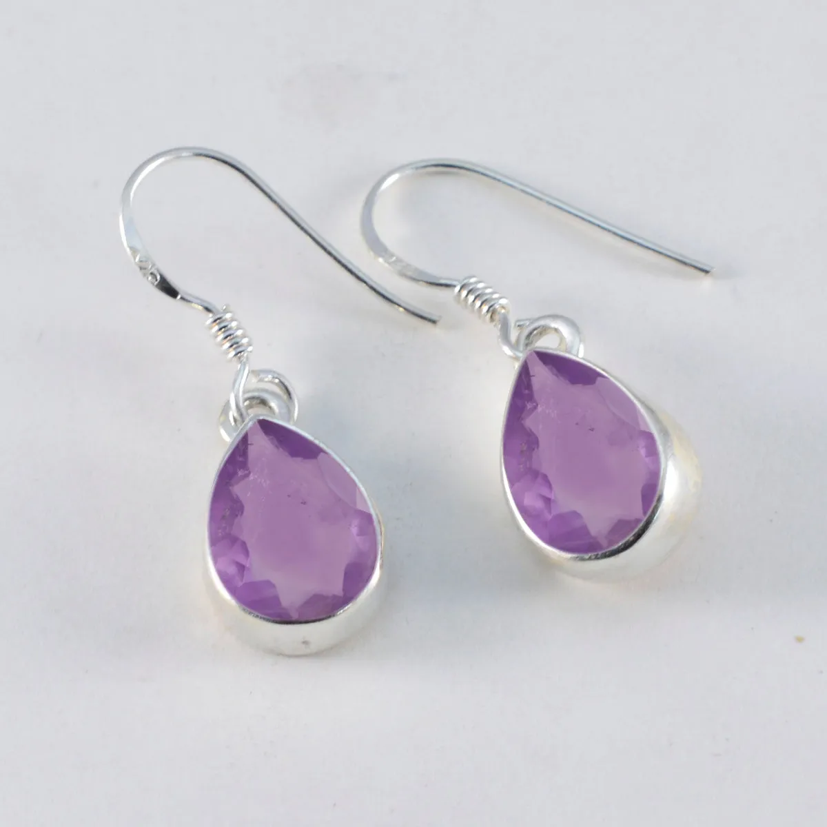 Riyo Bonny Sterling Silver Earring For Sister Amethyst Earring Bezel Setting Purple Earring Dangle Earring