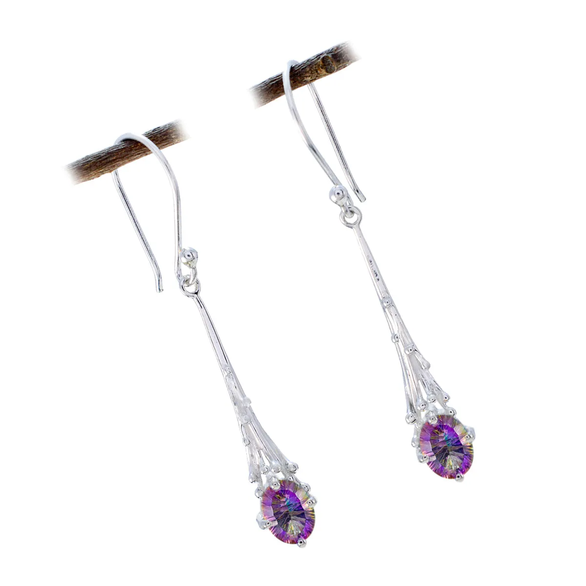 Riyo Charming 925 Sterling Silver Earring For Girl Mystic Quartz Earring Bezel Setting Multi Earring Dangle Earring