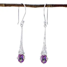 Riyo Charming 925 Sterling Silver Earring For Girl Mystic Quartz Earring Bezel Setting Multi Earring Dangle Earring