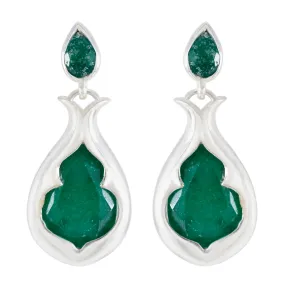 Riyo Easy On The Eye 925 Sterling Silver Earring For Girl Green Onyx Earring Bezel Setting Green Earring Stud Earring