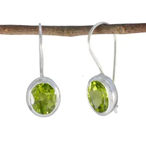 Riyo Foxy 925 Sterling Silver Earring For Lady Peridot Earring Bezel Setting Green Earring Dangle Earring