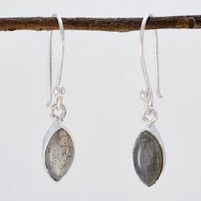 Riyo Genuine Gems marquise Cabochon Grey Labradorite Silver Earring daughter's day gift