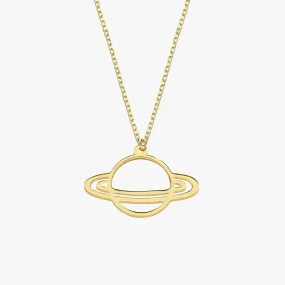 Saturn Necklace| 14K Solid Gold