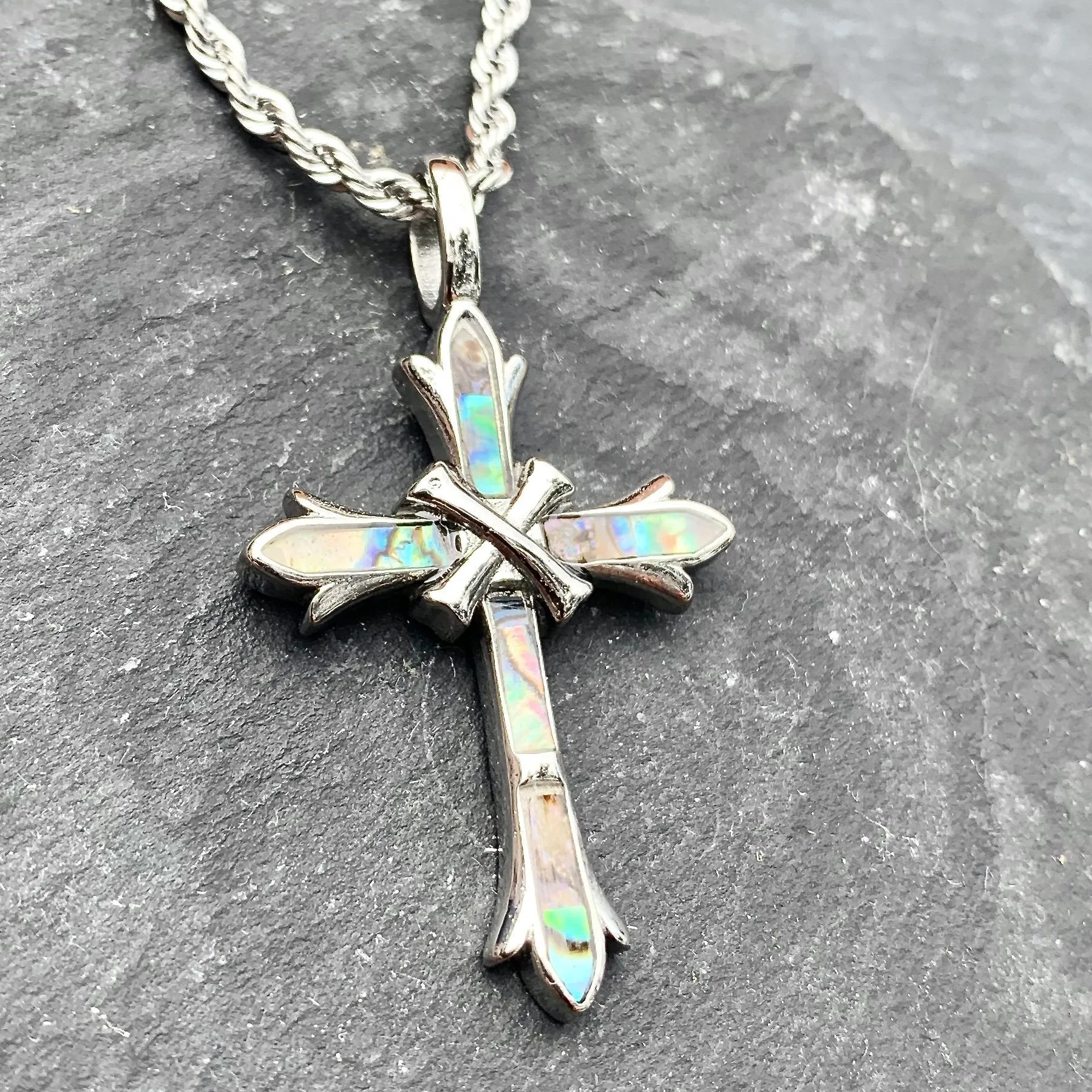 Sea Shell - Cross Pendant - Rope Necklace - SK2573