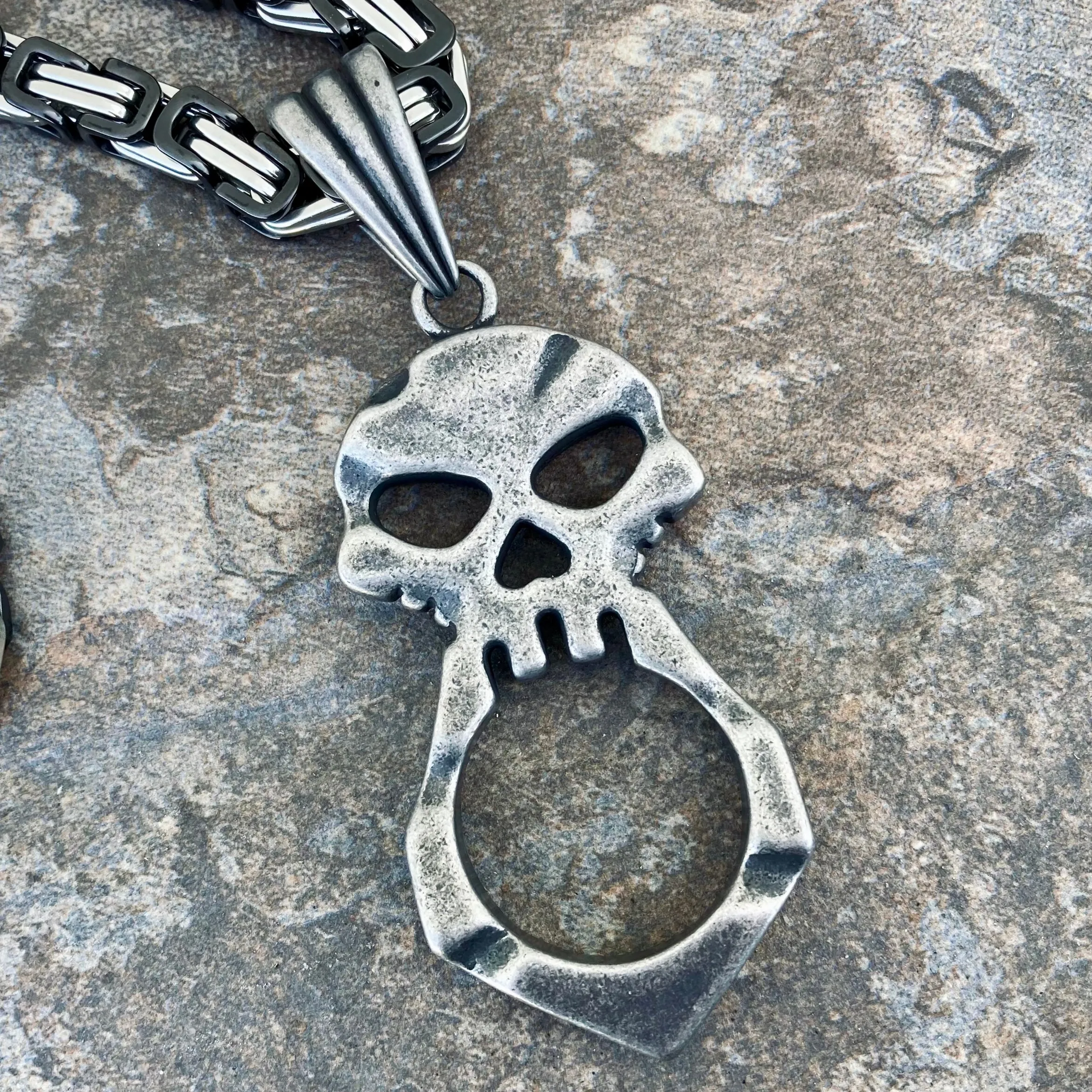 Skull Crusher Galvanized Pendant - Necklace (742)