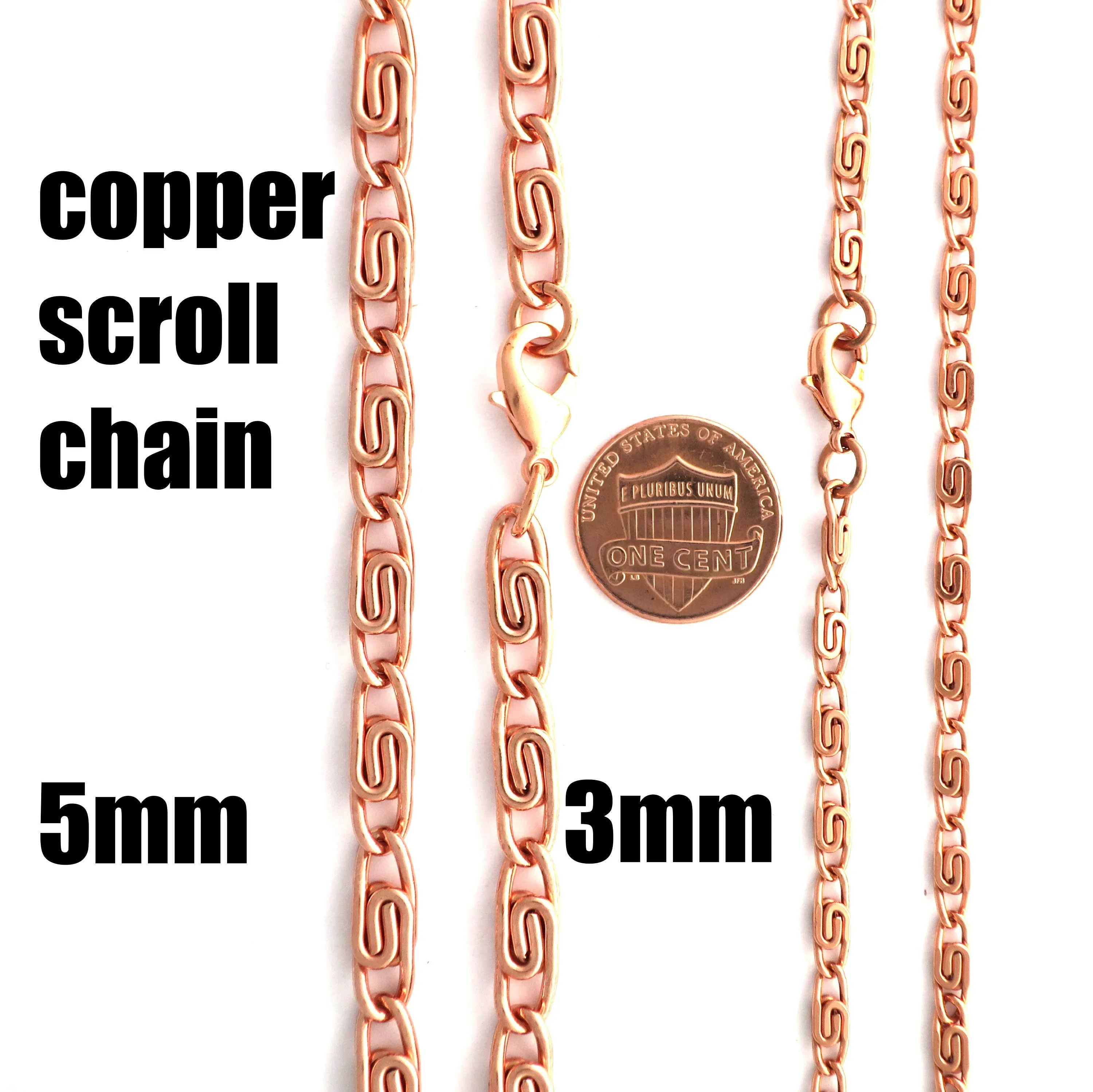 Solid Copper Bracelet Chain Celtic Copper Fine Scroll Chain Bracelet BC61 Solid Copper Celtic Bracelet Chain 3mm