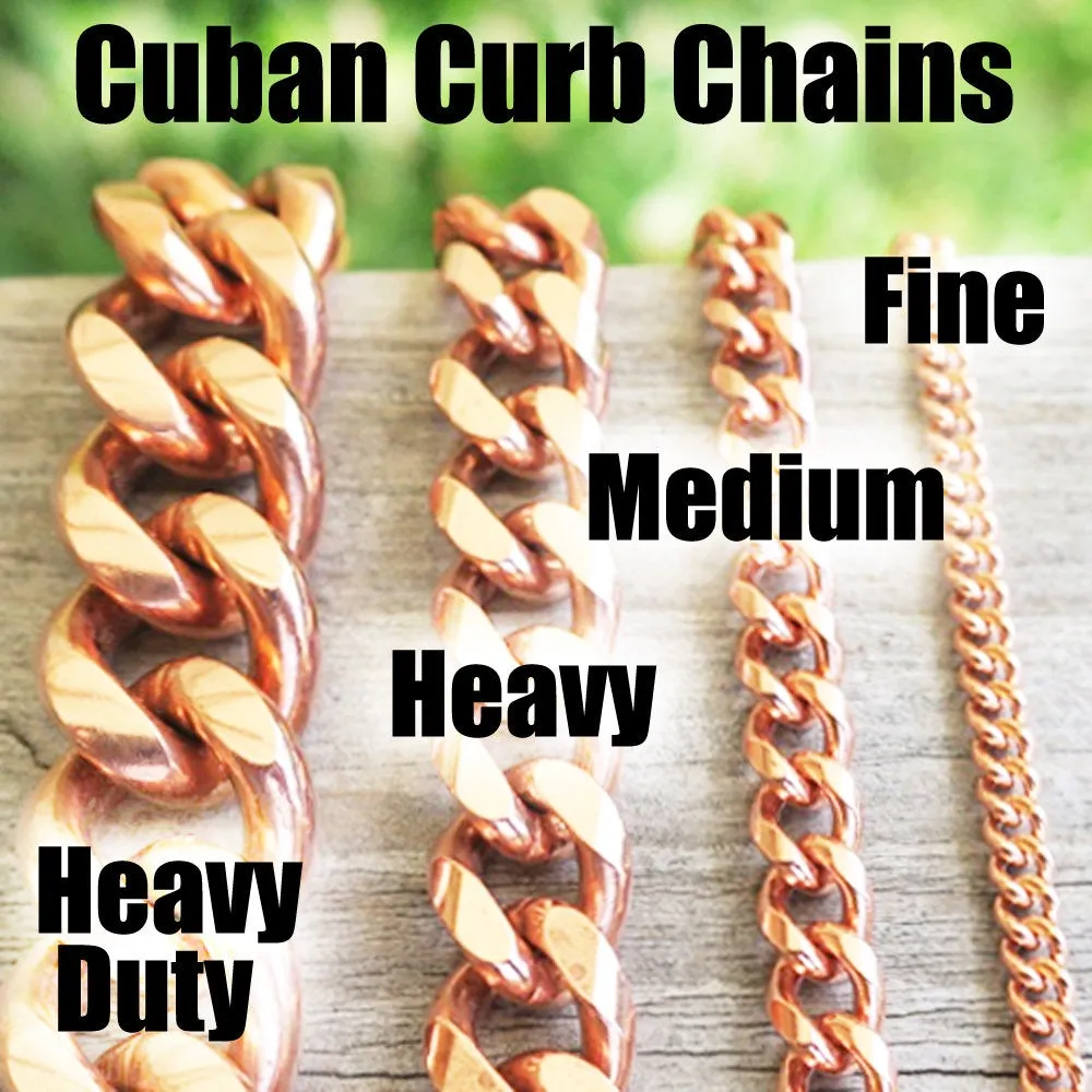 Solid Copper Bracelet Chain Curb Chain Bracelet BC72 Medium 5mm Cuban Curb Copper Bracelet Chain for Men and Women