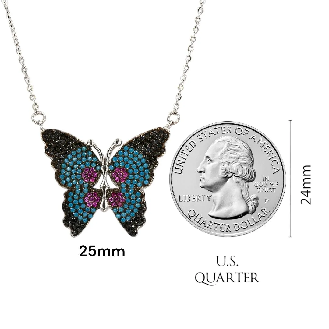 Sterling silver 925 color butterfly choker-6338