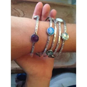 Sterling Silver Bangle Bracelet Gemstones or Roman Glass, Bracelets for Woman,  Silver Bangles