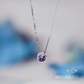 Sterling Silver Dainty Amethyst CZ Floating Pendant | Moonkist Designs