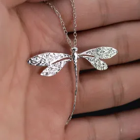 Sterling Silver Dragonfly Necklace Open Work Dragon Fly Pendant Dragonfly Jewelry  Insect Jewelry