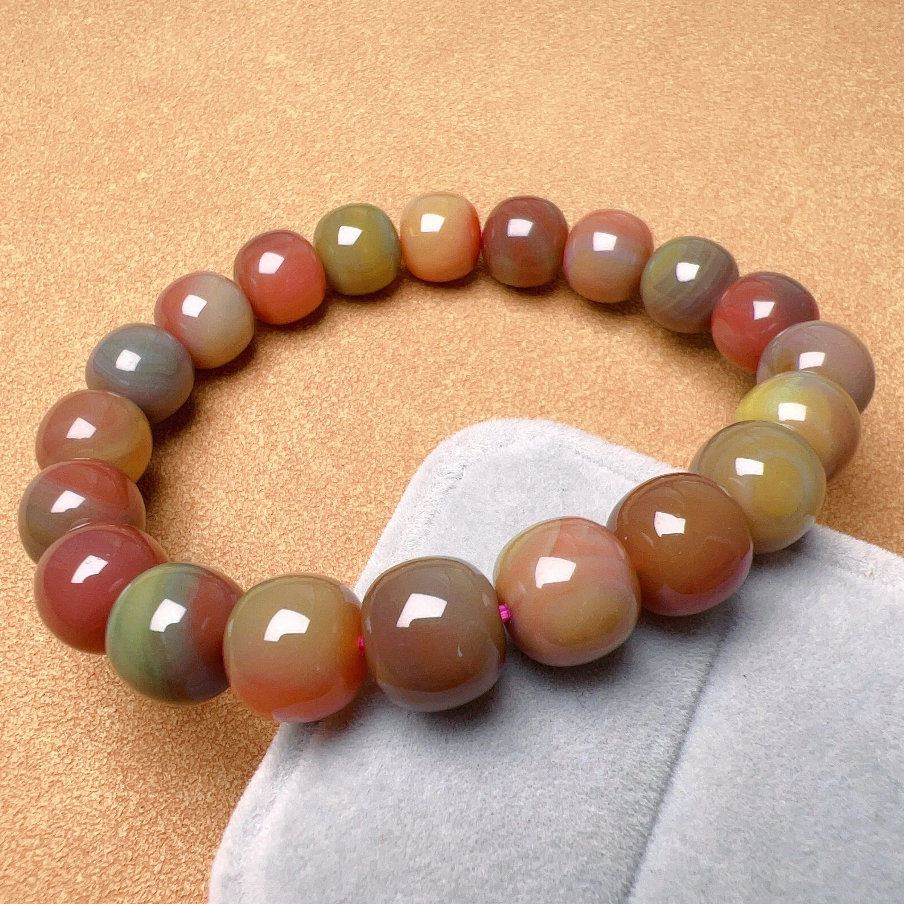 Stone of Strength 10.5x9.7mm High-quality Natural Assorted Color Yanyuan Agate Bracelet BR175-6