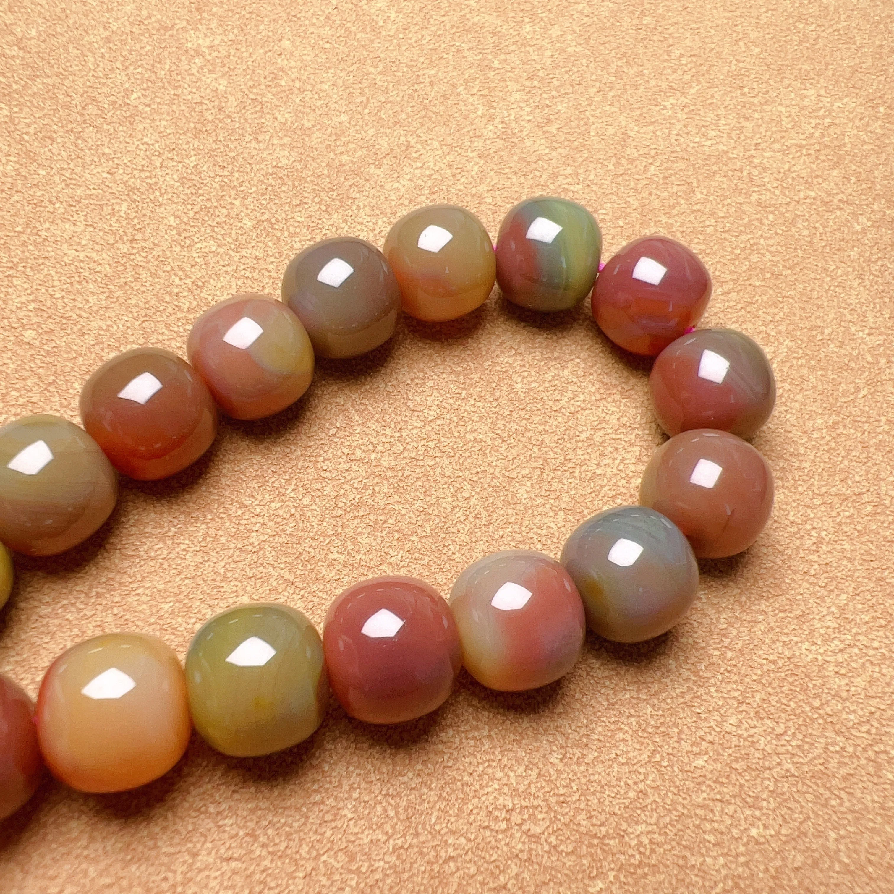 Stone of Strength 10.5x9.7mm High-quality Natural Assorted Color Yanyuan Agate Bracelet BR175-6