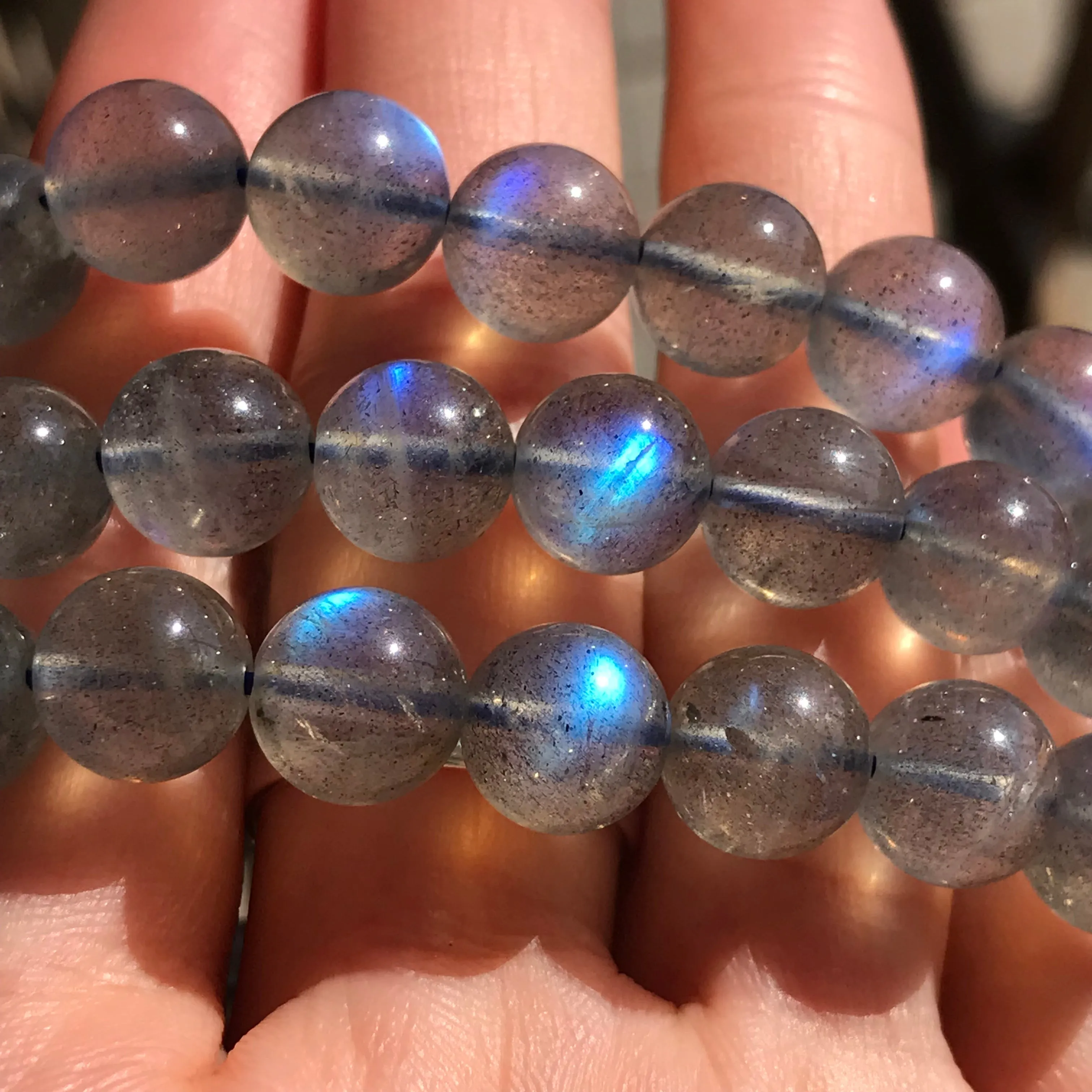 Strong Blue Flash Labradorite Bracelet Natural Healing Crystal Jewelry