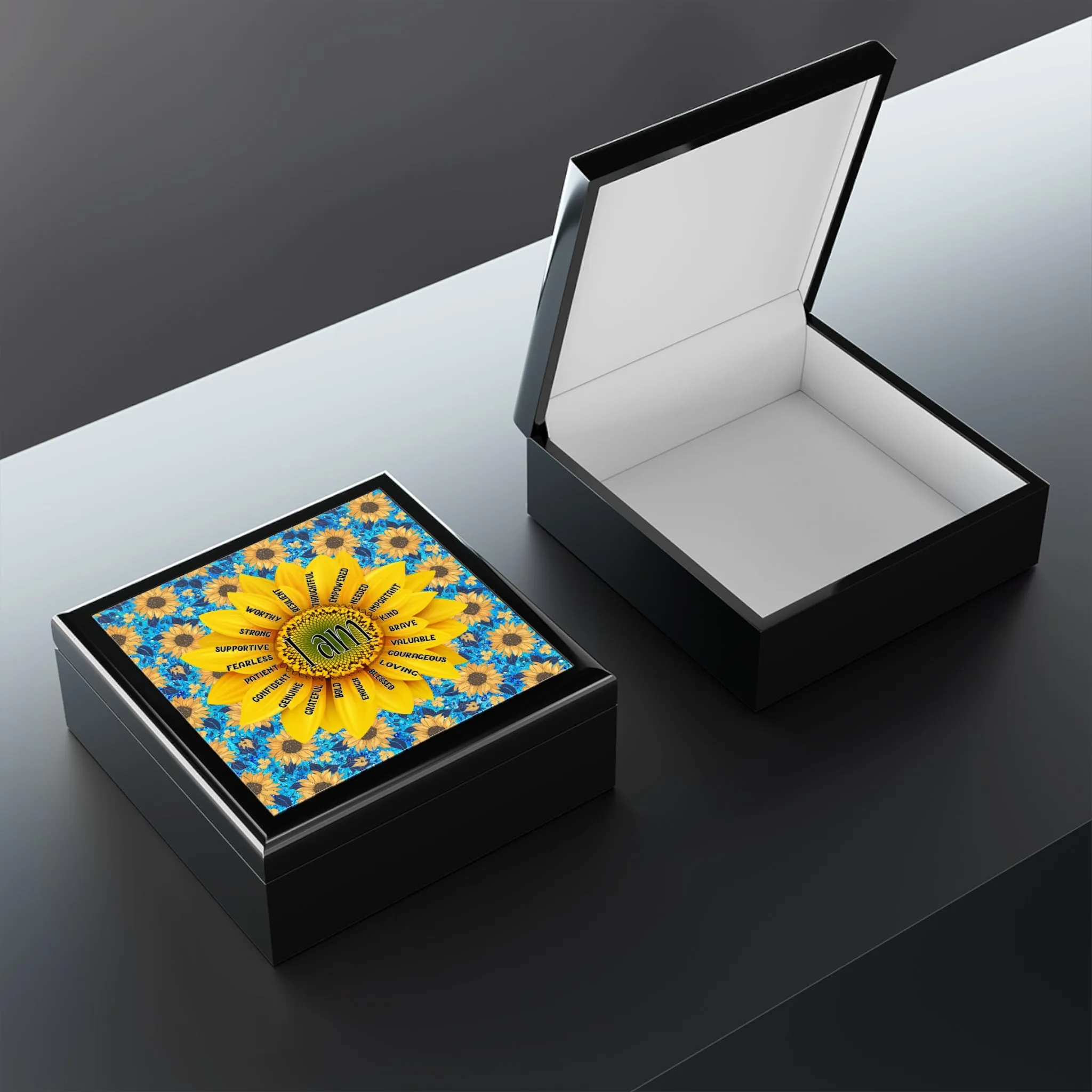 Sunflower Affirmation Jewelry Box