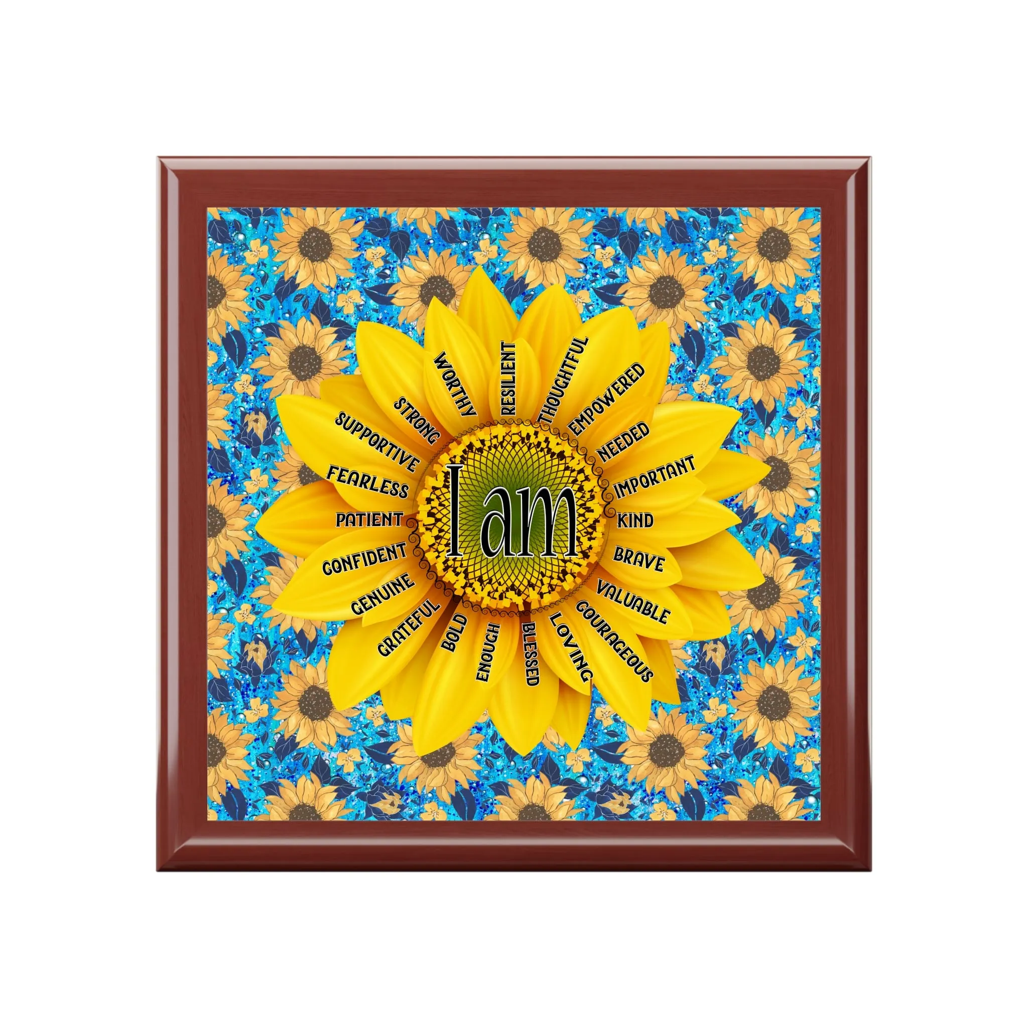 Sunflower Affirmation Jewelry Box