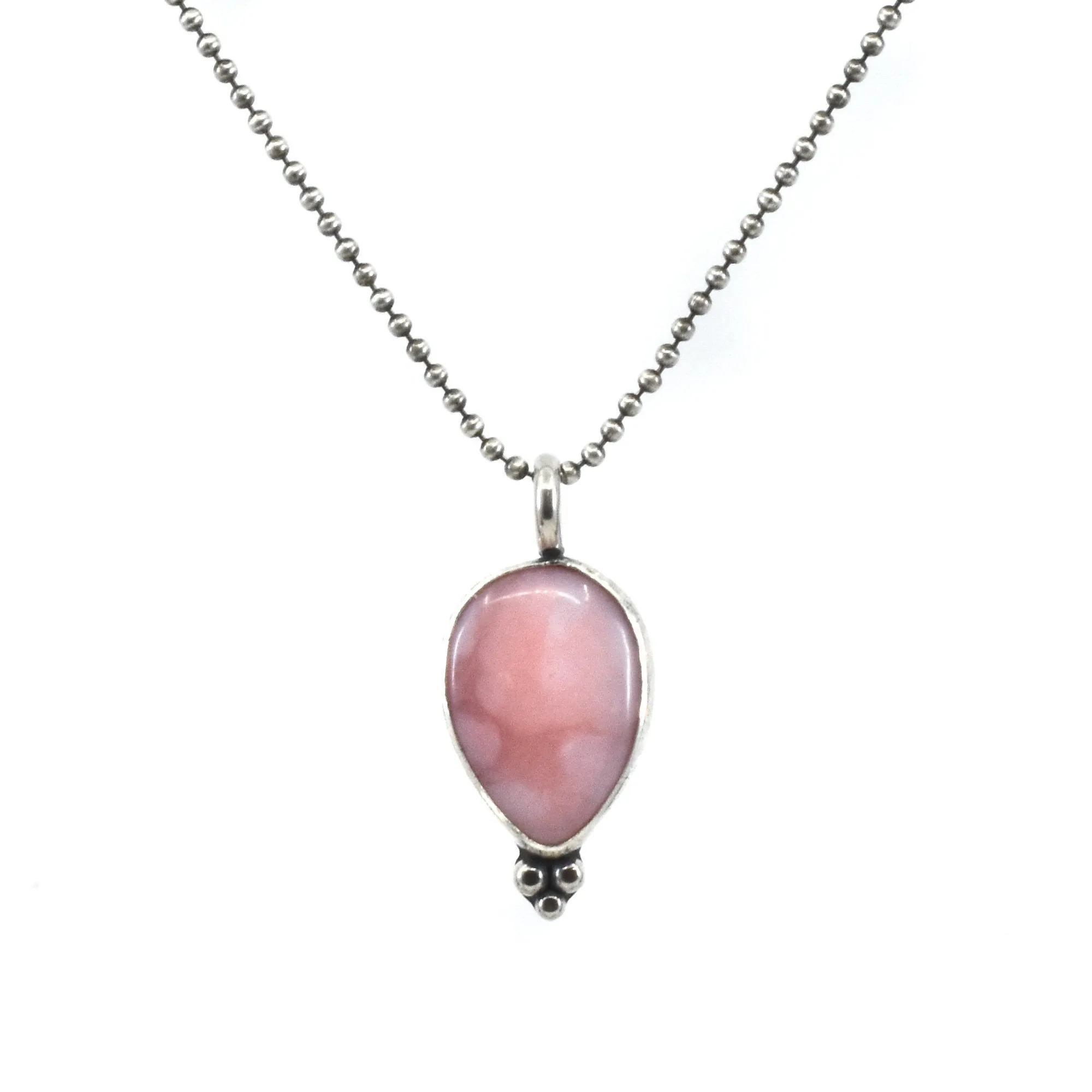 Sweetheart Necklace - Pink Opal - .925 Sterling Silver Pendant - Silver Chain