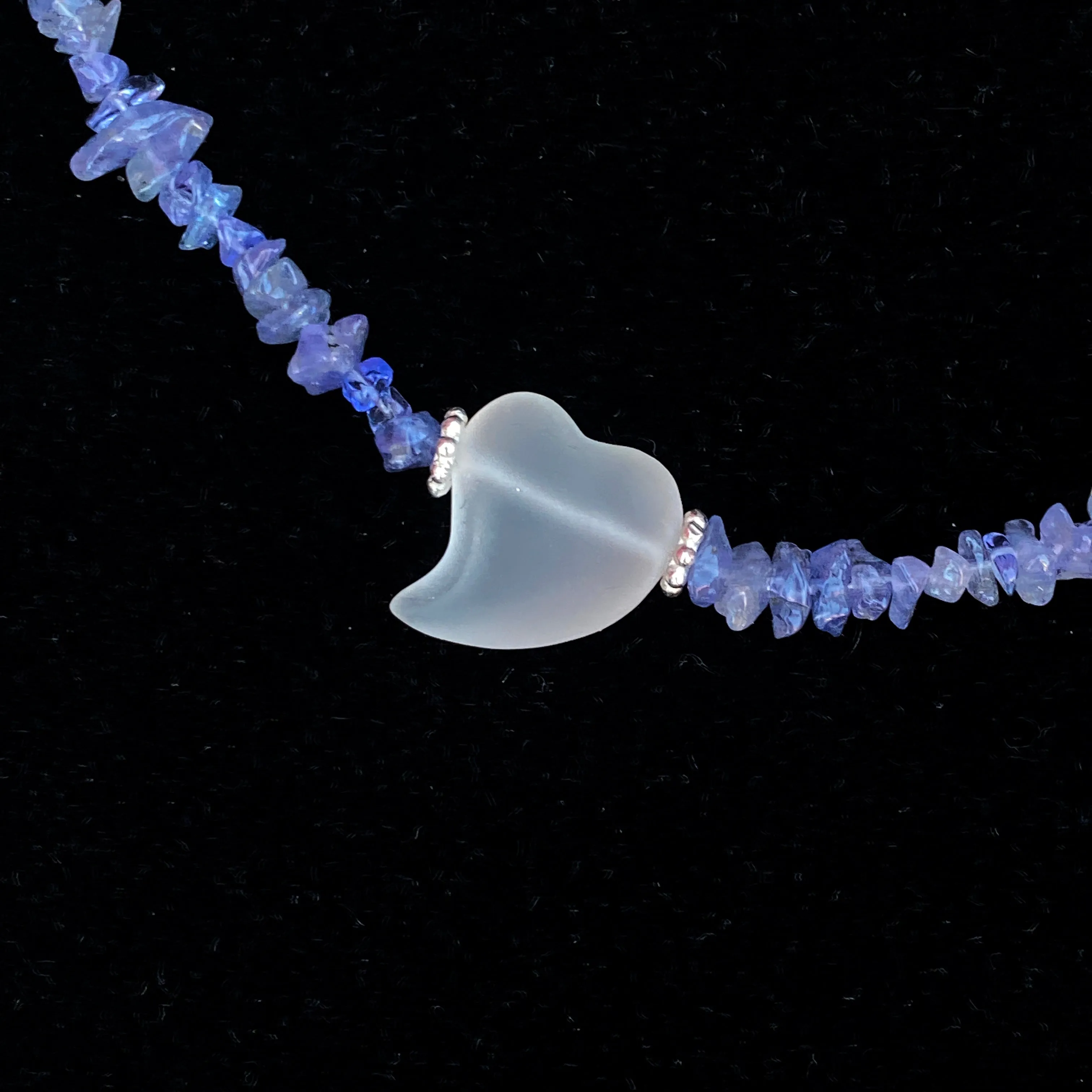 Tanzanite gemstones and Quartz Heart Necklace