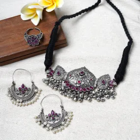 Teejh Harpita Silver Oxidised Jewelry Gift Set