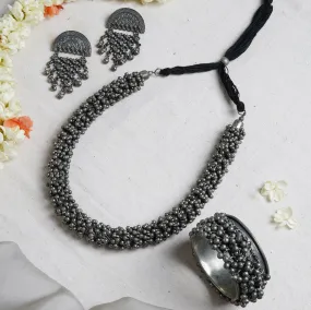 Teejh Manvita Silver Oxidised Ghungroo Jewelry Gift Set