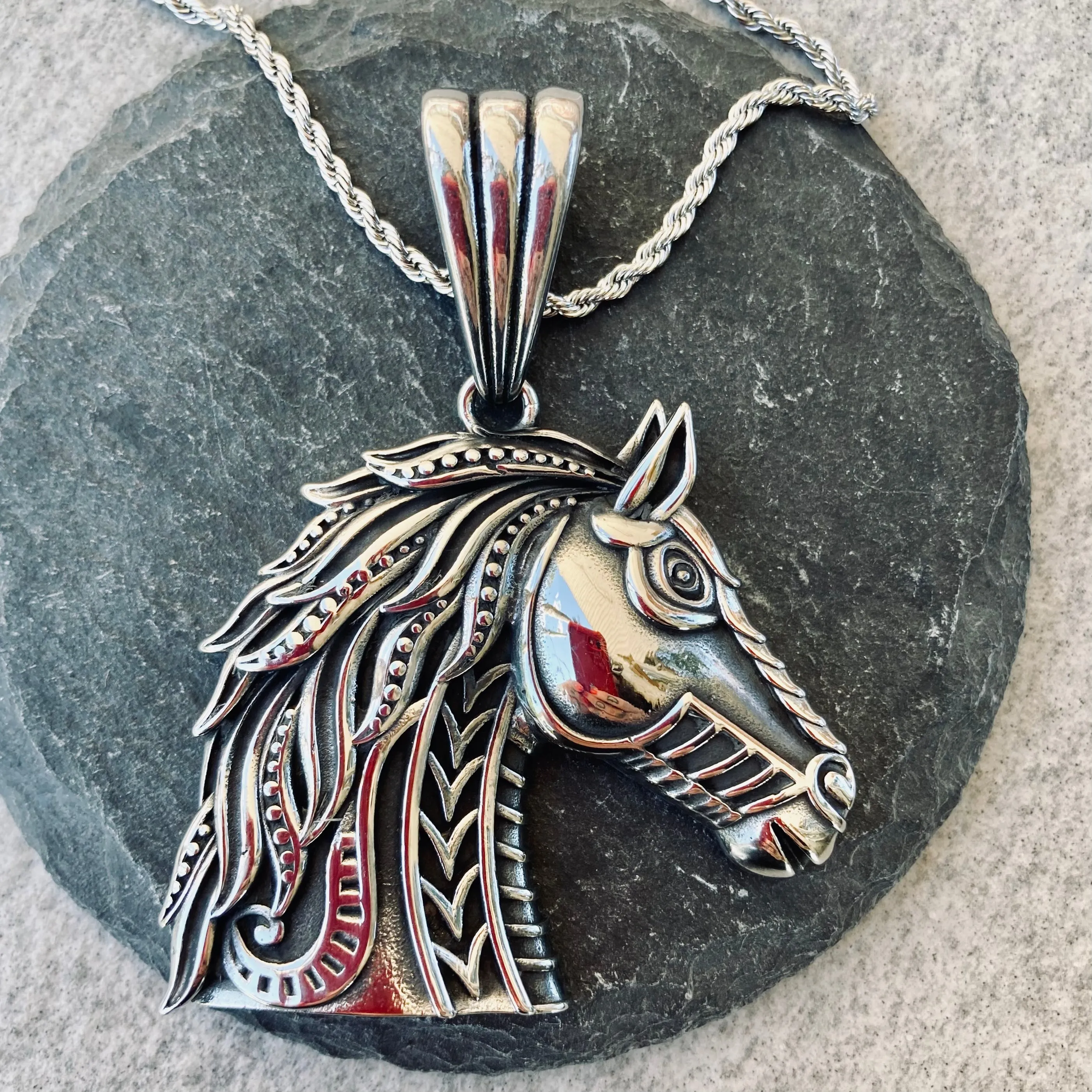 The Trojan - Horse Pendant - Classic Rope Necklace or Omega - PEN735