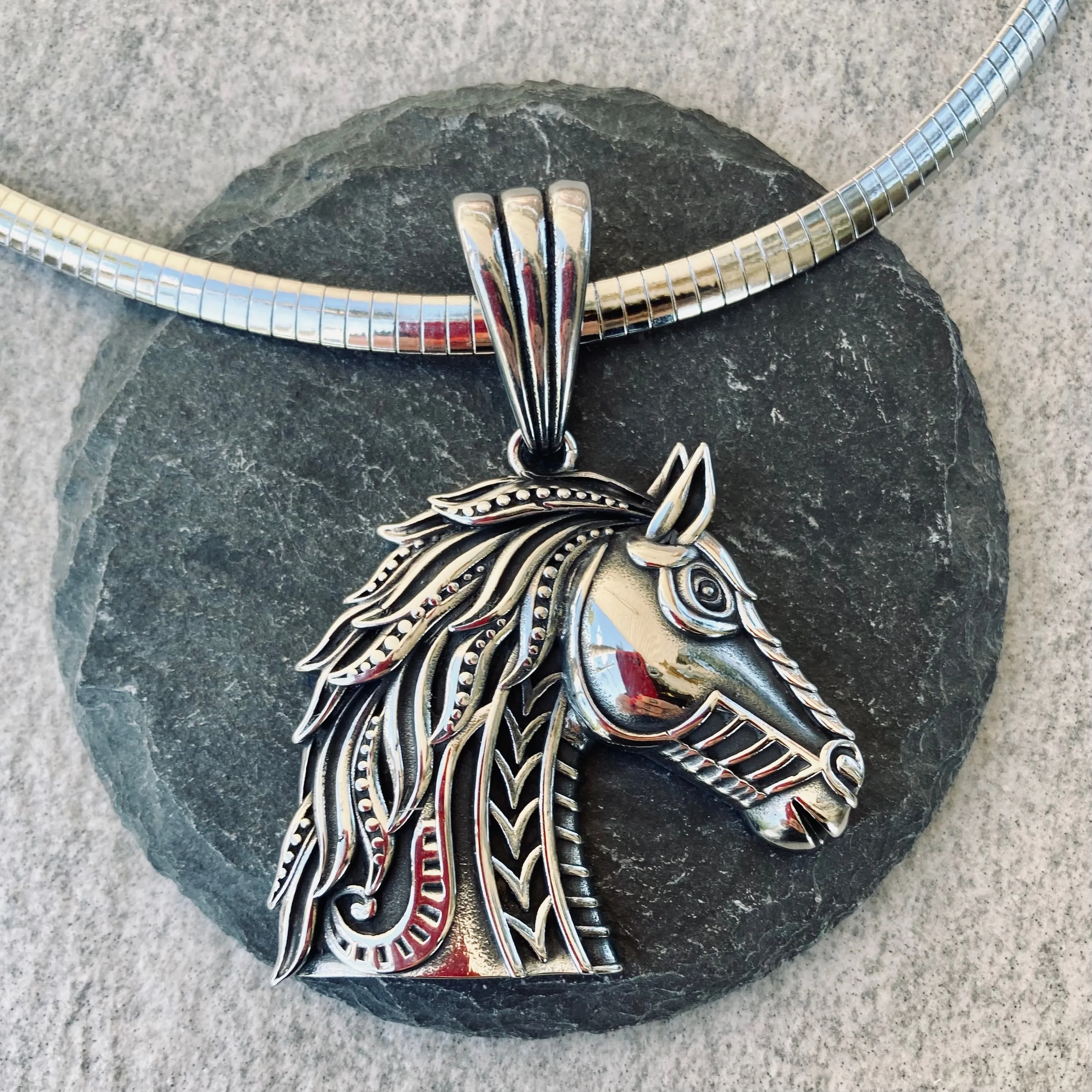 The Trojan - Horse Pendant - Classic Rope Necklace or Omega - PEN735