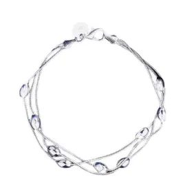 Three Line Gloss Ball Bracelet - 925 Sterling Silver