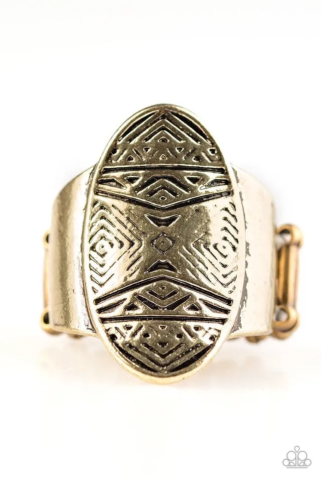 Tiki Tahiti - Brass Paparazzi Jewelry Ring